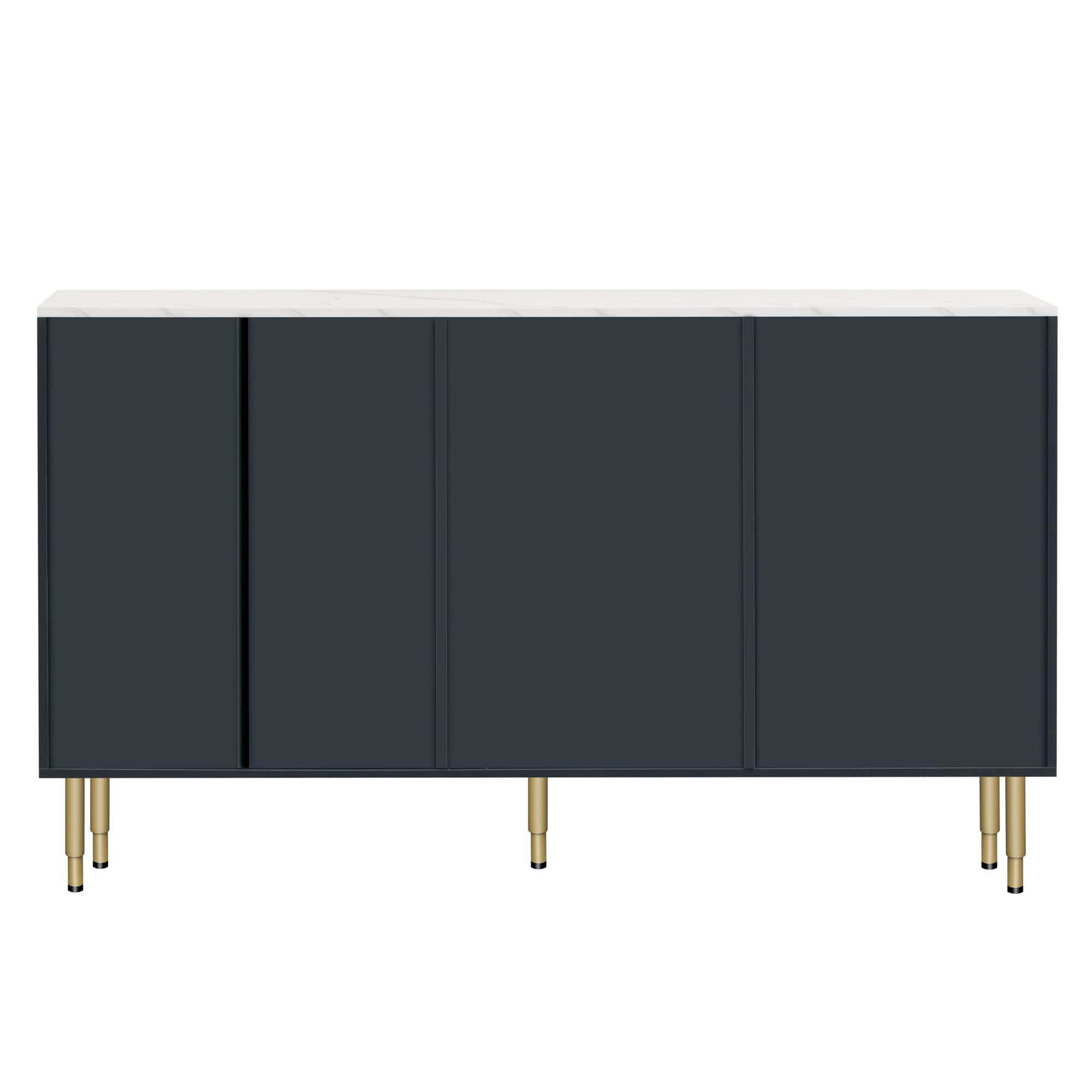 【Furniture】Modern Sideboard Cabinet Accent Buffet Storage Glass Doors Sideboard Cabinet Marble Top