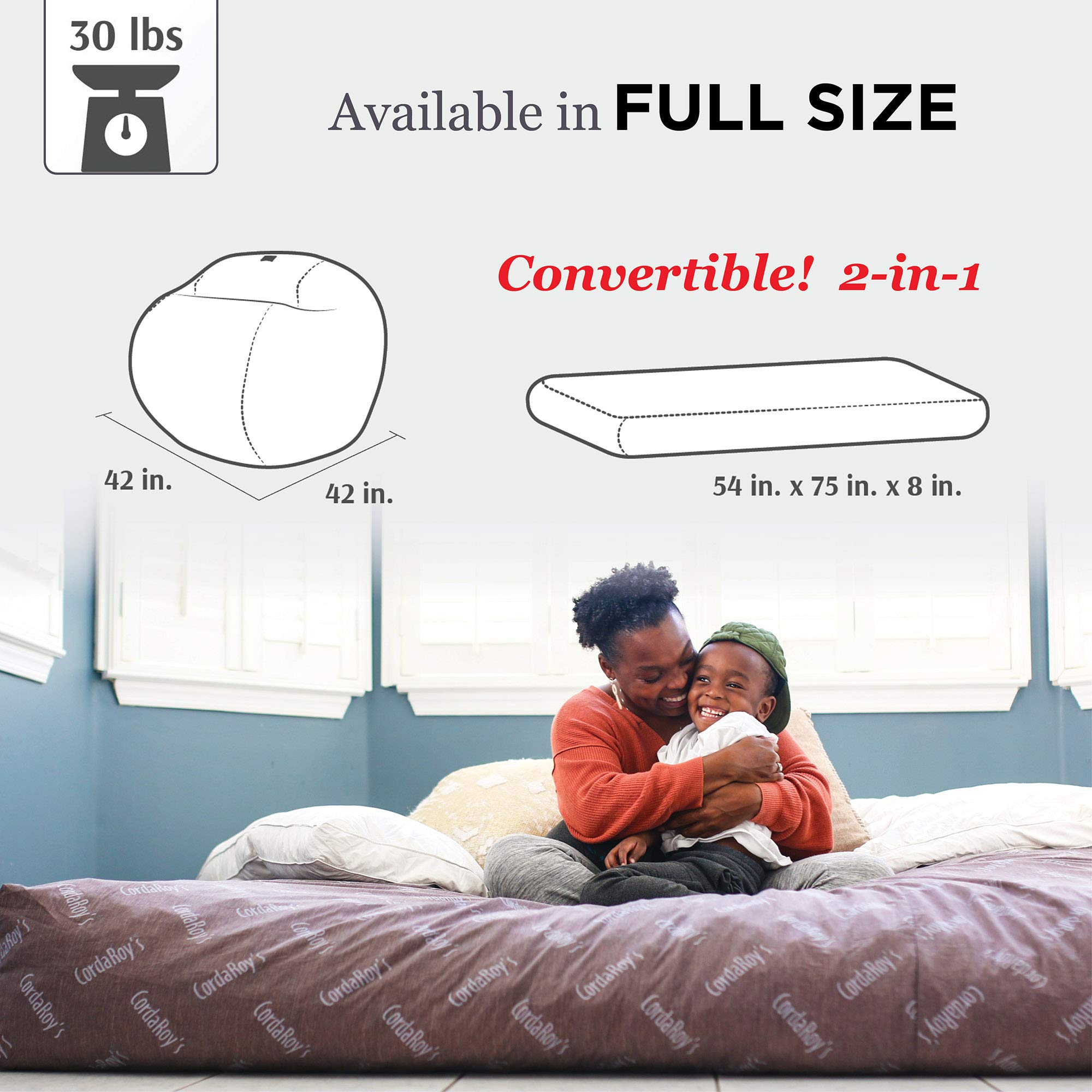 【Furniture】Faux Fur Bean Bag Chair, Convertible Chair Folds from Bean Bag to Bed, As Seen on Shark Tank