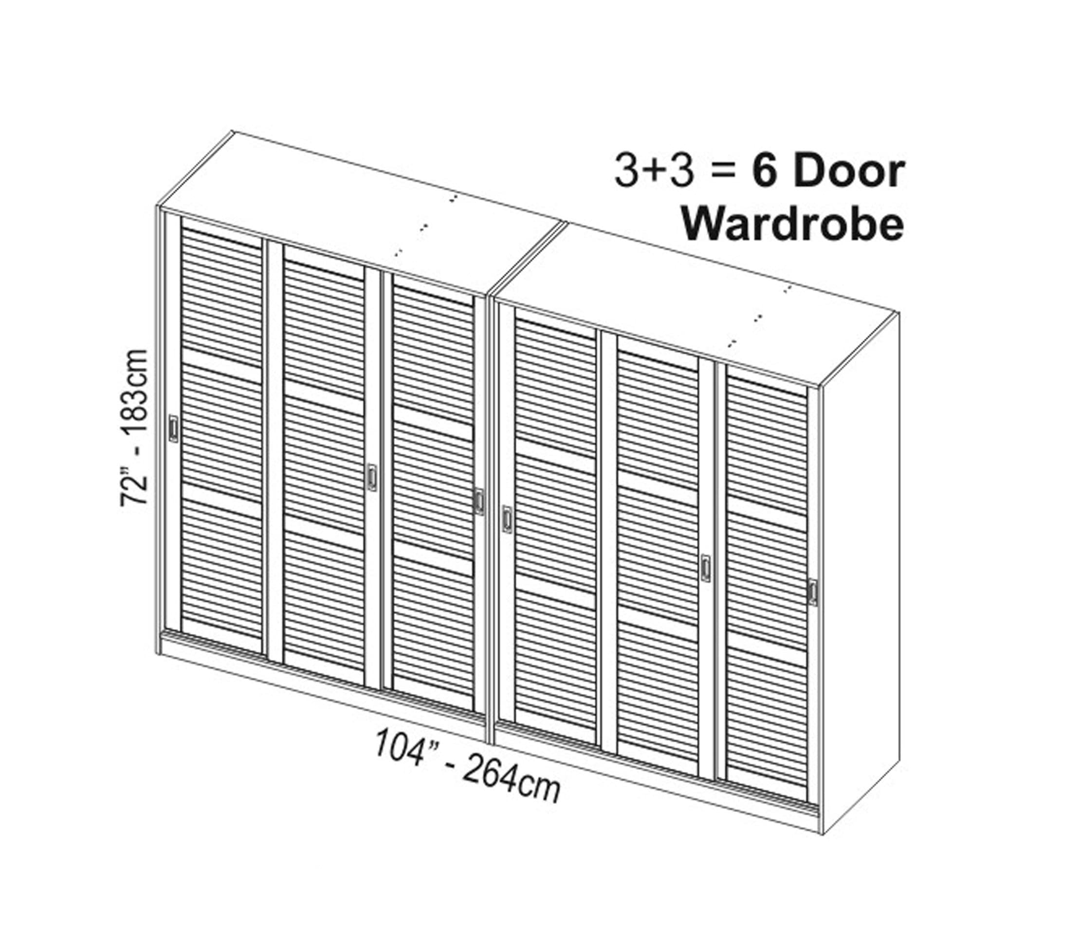 【Furniture】100% Solid Wood Wardrobe with 3 Sliding Louvered Doors, 5 Shelves Included