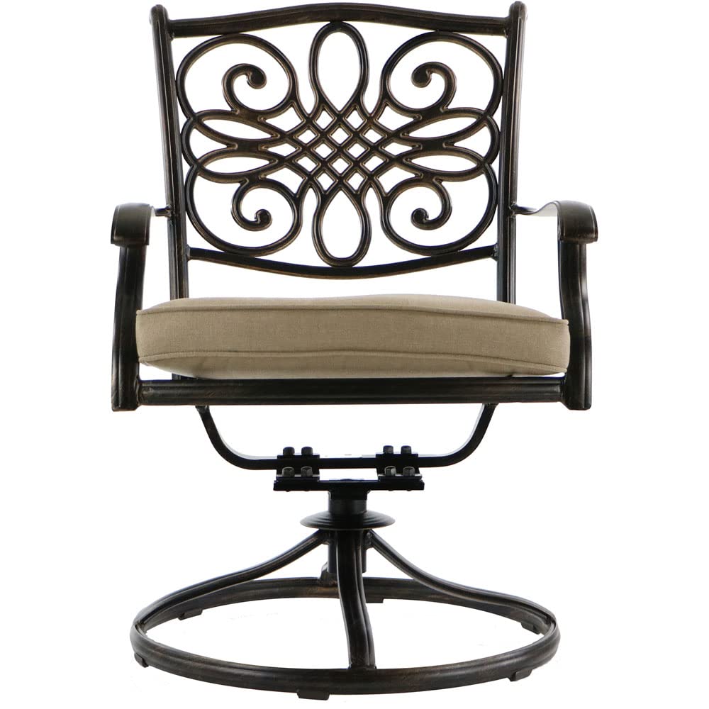 【Home&Garden】5-Piece Cast Aluminum Outdoor Patio Dining Set, 4 Swivel Rocker Chairs & 48 Round Table