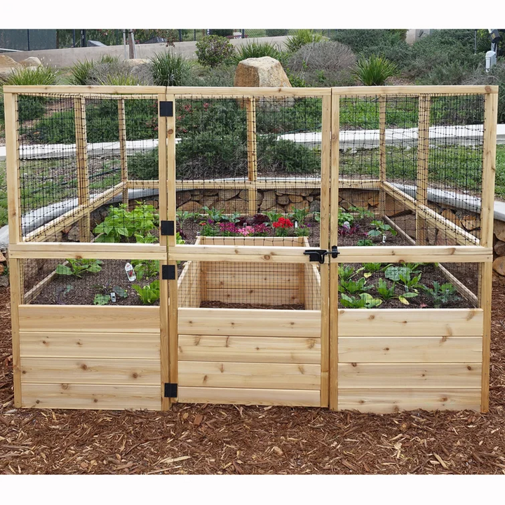 8 ft. w x 8 ft. D Cedar Garden in a Box with Deer Fence