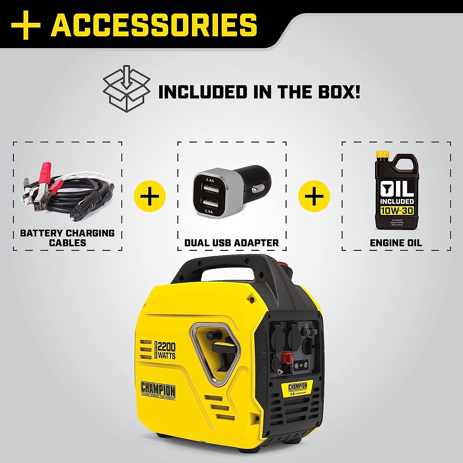 Champion Power Equipment 92001i 2200 Watt Petrol Portable Inverter Generator - 240V, 79cc Engine, 4.0L - The Mighty Atom - Super Lightweight, True Sine Wave, EZ Start, Ultra Quiet