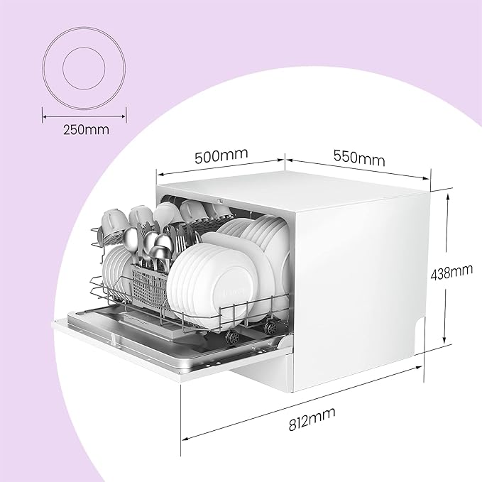 COMFEE’ Countertop Dishwasher, Energy Star Portable Dishwasher, 6 Place Settings & 8 Washing