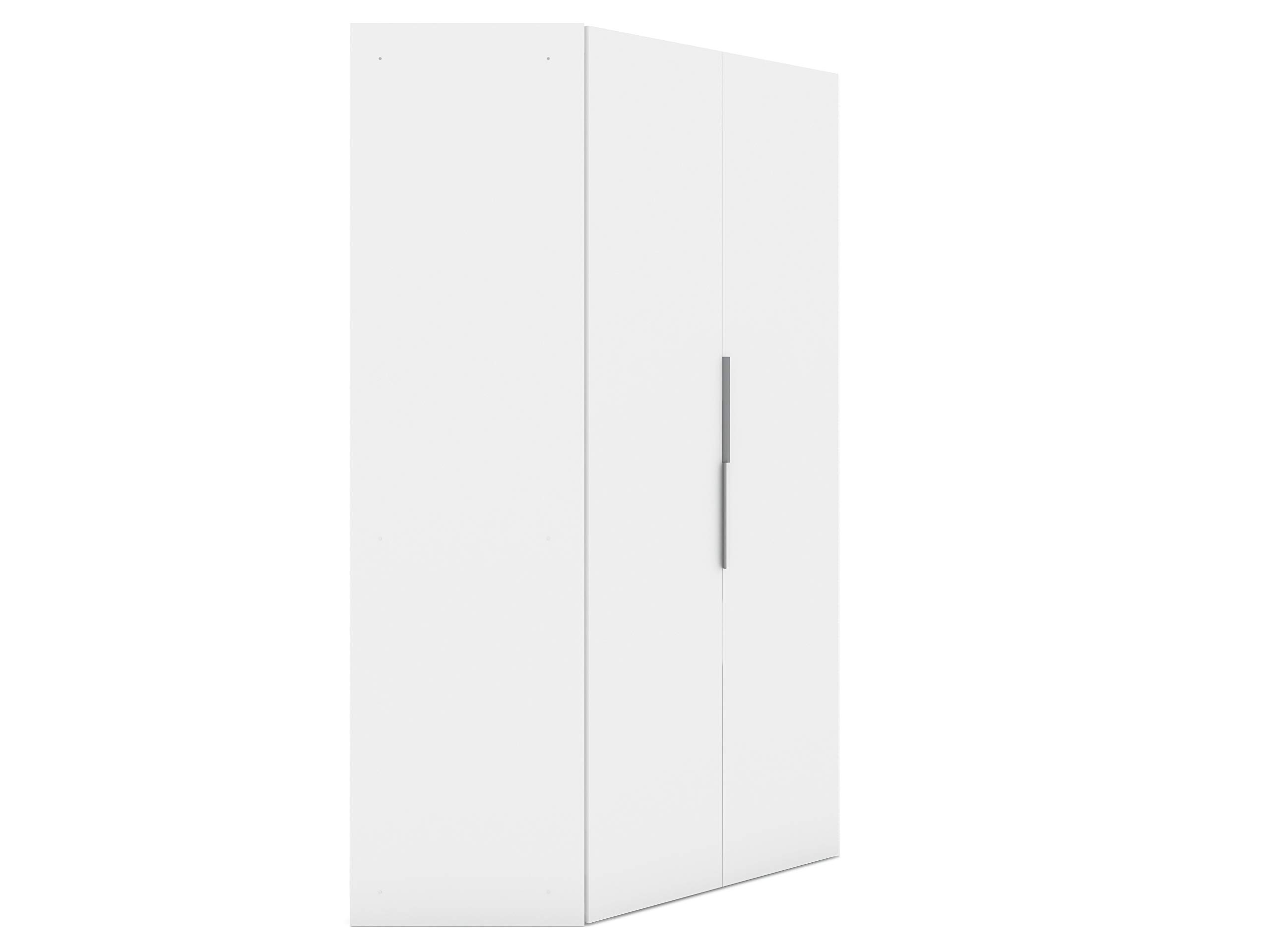 【Furniture】Rockefeller Ultra Modern 2 Door Open Corner Bedroom Closet with Hanging Rods, 65.91