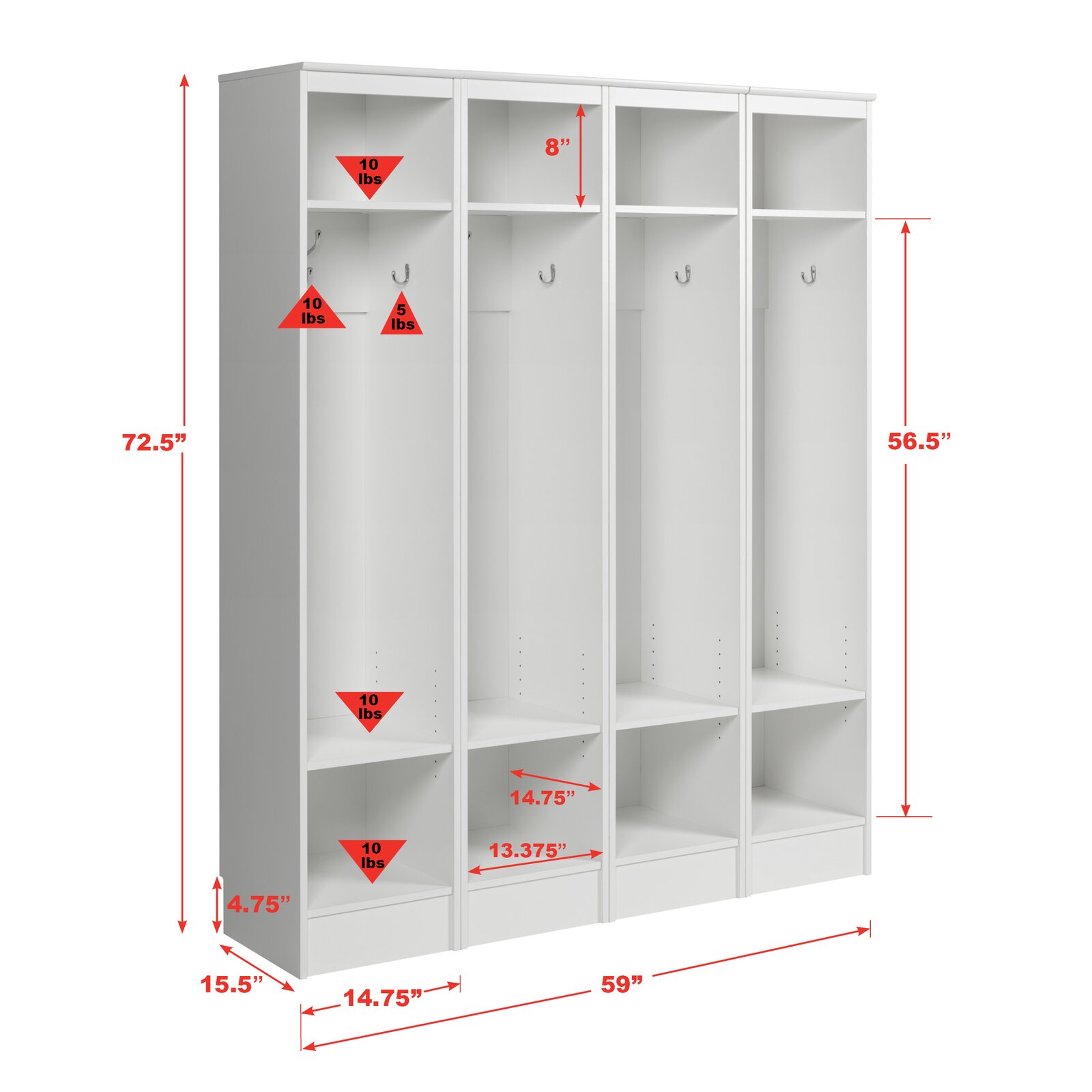 【Furniture】Mcalmont 59'' Wide Hall Tree (Set of 4)