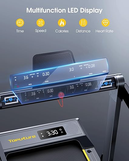 2 In 1 Home Folding Treadmill, Dual LED Screen, 2.5HP Silent Treadmill, 16KM/H, Bluetooth Speaker, Heart Rate, 12 Modes, App and Wireless Remote Control