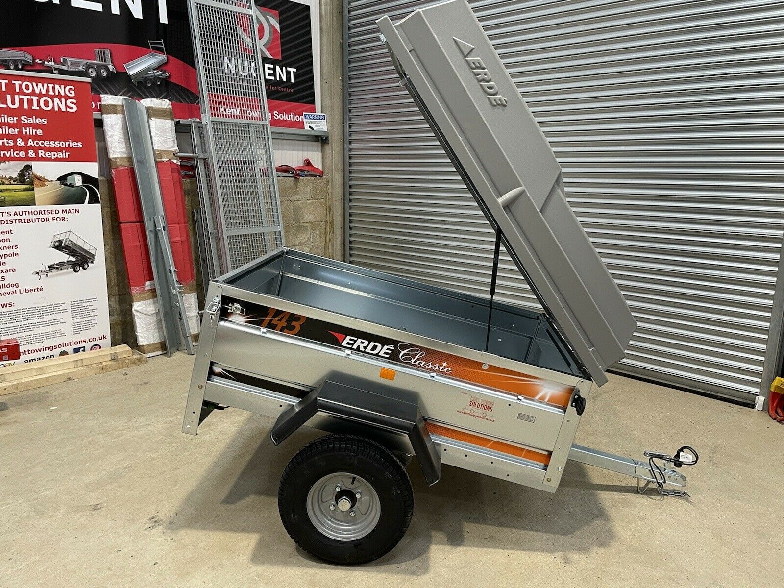 Newly assembled Erde 143 box car camper trailer with lockable ABS hard top