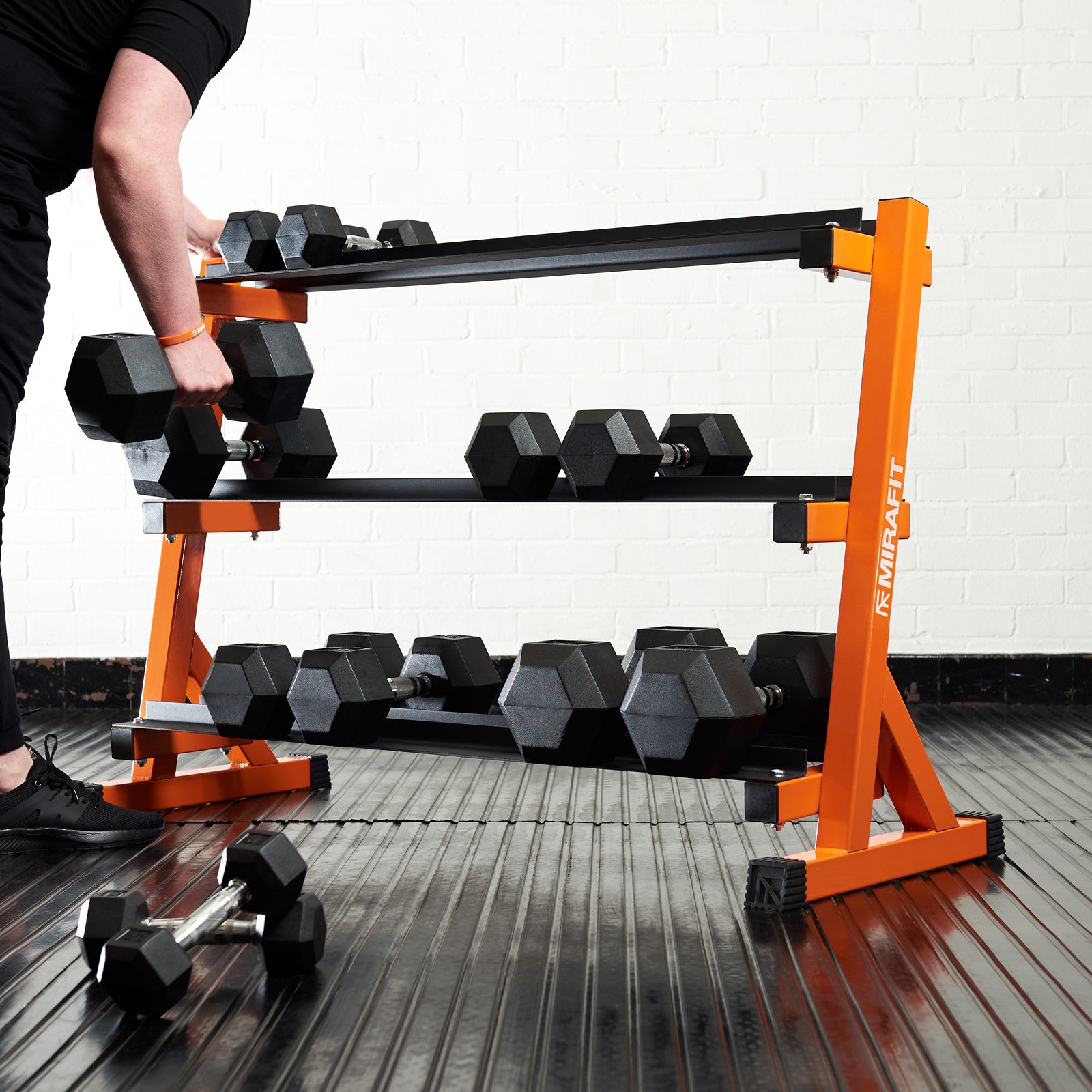 MIRAFIT DUMBBELL SET & 3 TIER WEIGHT RACK