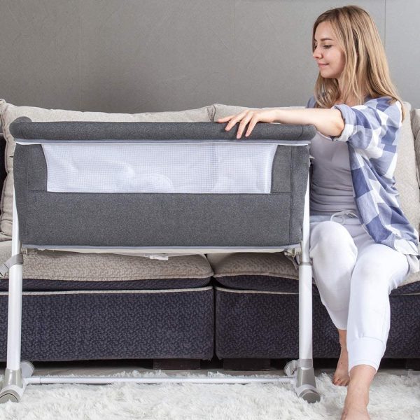 Baby cradle, RONBEI bedside bed, baby crib bed, adjustable portable bed, suitable for babies/baby boys/baby girls/newborns