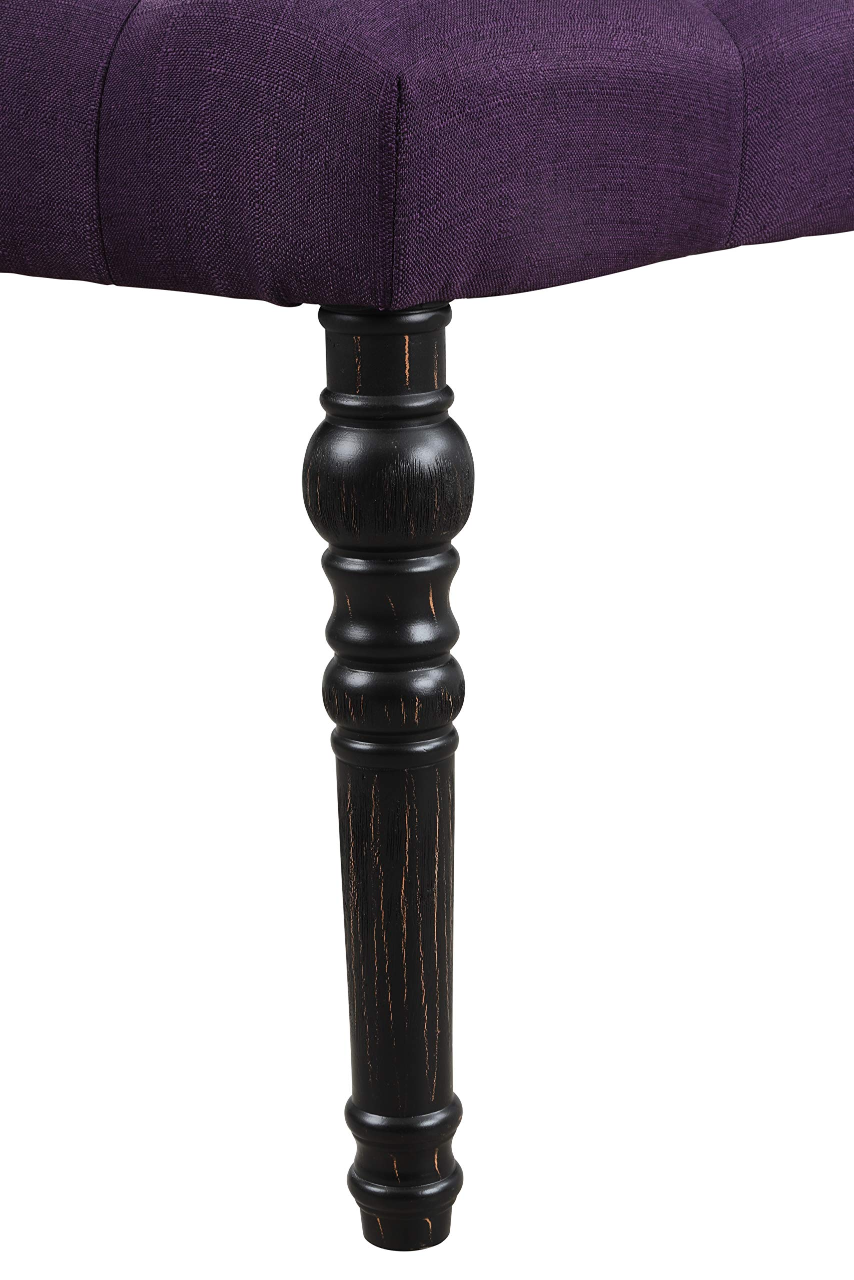 【Furniture】Aneta Urban Style Dark Washed Wood Dining Set: Table, 4 Chairs & Bench, Purple