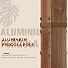 PURPLE LEAF 3 X 3 M Metal Pergola With Retractable Roof, Large Garden Pergola With Teak-Finish Powder-Coated Aluminum Fram for BBQ, Balcony, Outdoor and Patio, Grey