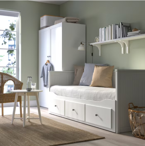 HEMNES Daybed Frame with 3 Drawers, with Mattress