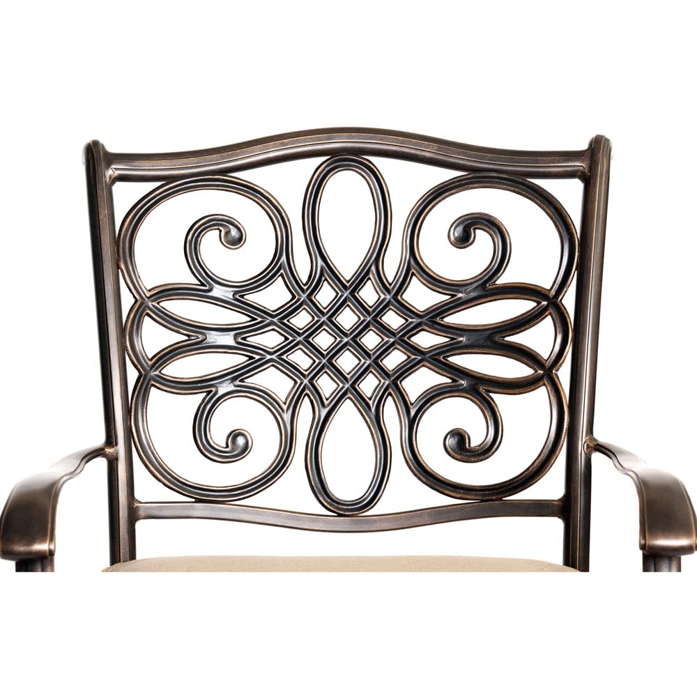【Home&Garden】5-Piece Cast Aluminum Outdoor Patio Dining Set, 4 Swivel Rocker Chairs & 48 Round Table