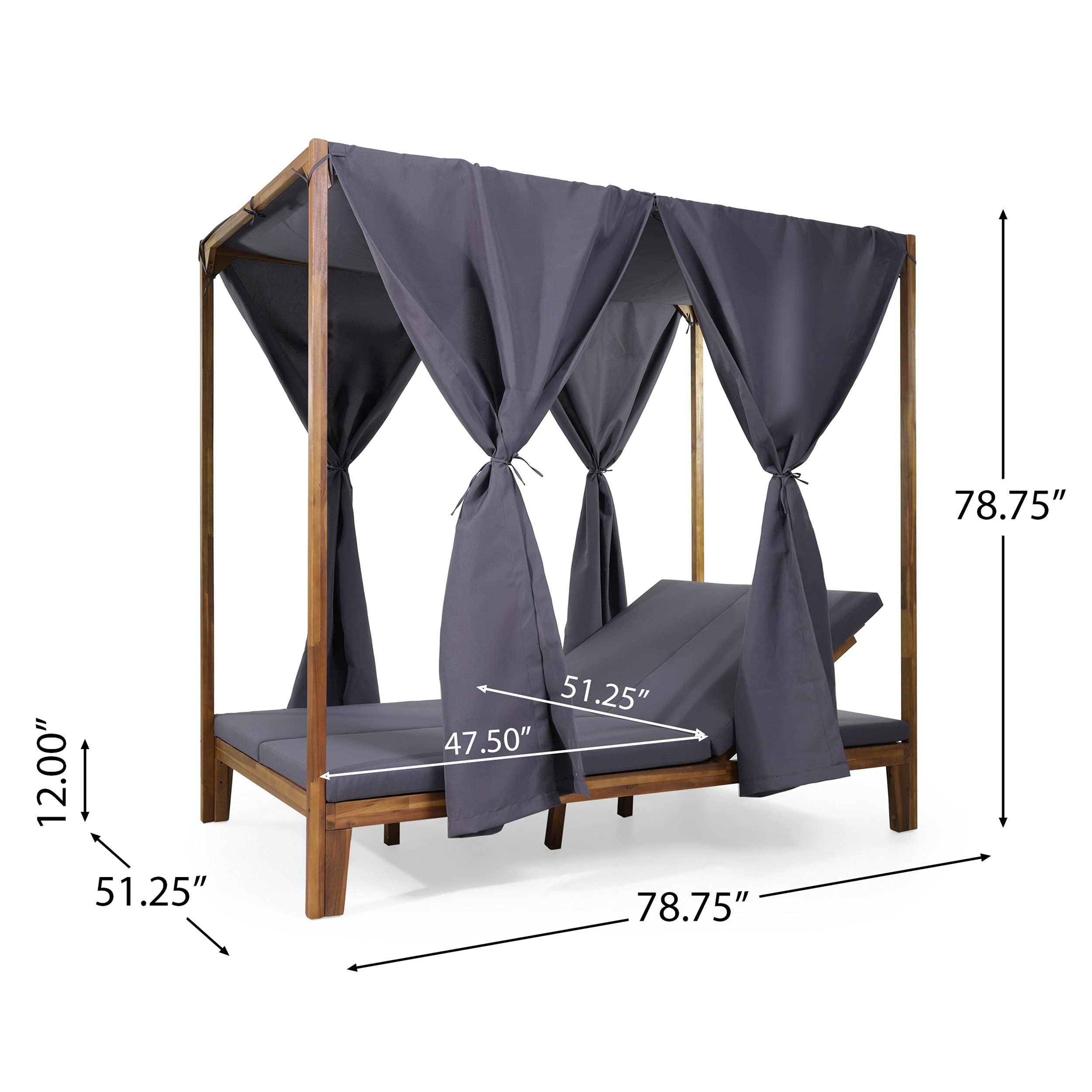 【Home&Garden】Outdoor DAYBED, Dark Grey + Teak Finish