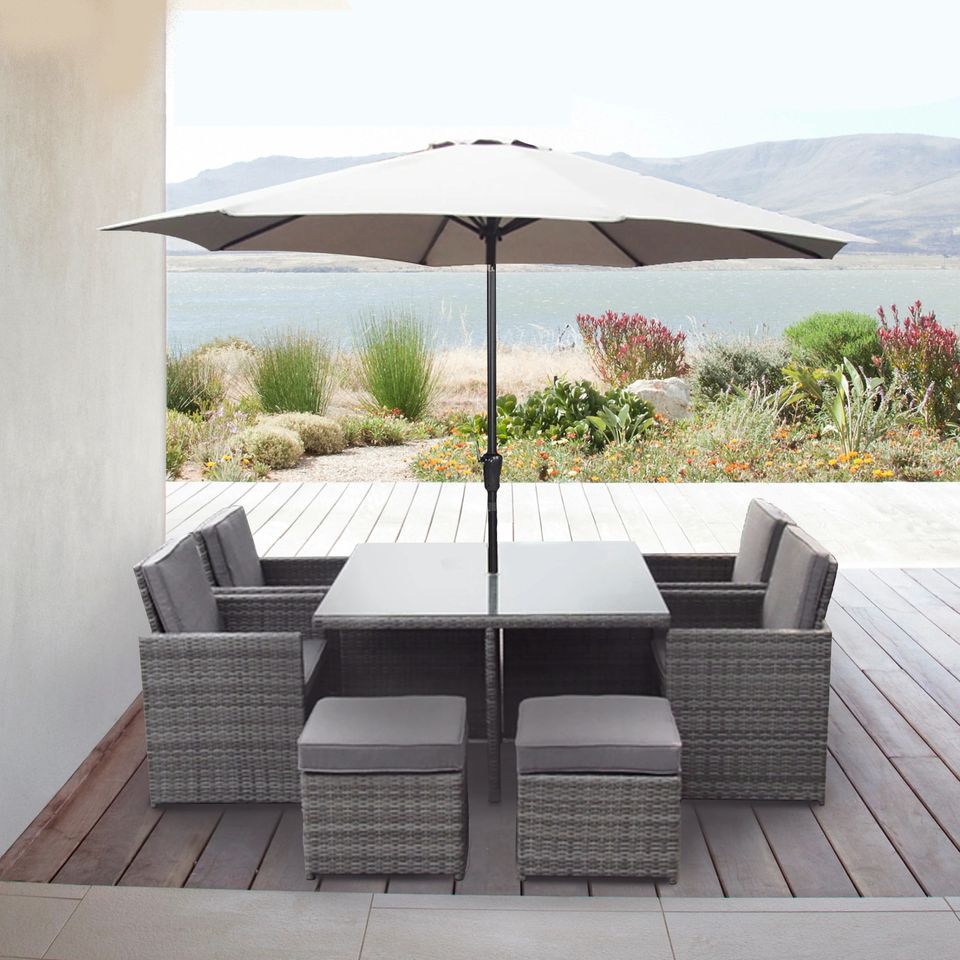 Cube Rattan Garden Furniture Set Chairs Sofa Stool Table Patio 8 Seater Set