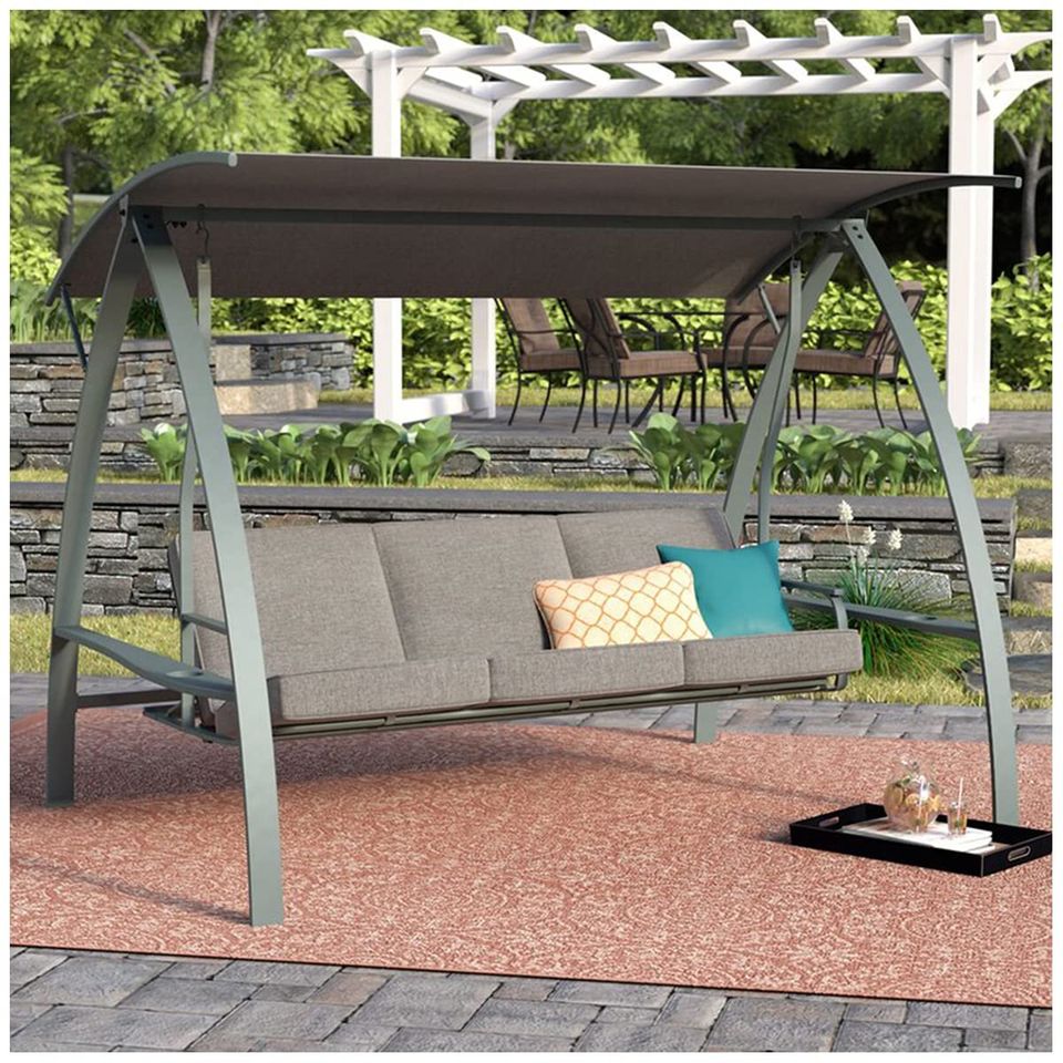 3 Person Patio Swinging Bench Chair 3-Seat Daybed Porch Swing Seater Outdoor