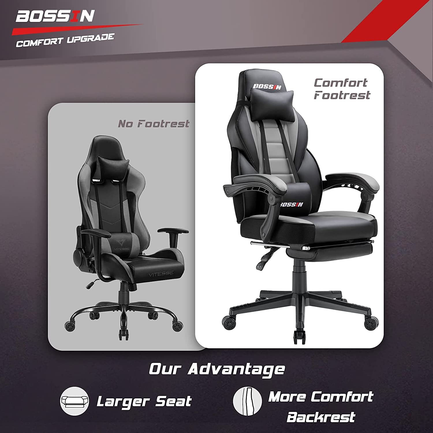 【Furniture】Racing Style Large Size High-Back PU Leather Gaming Chair