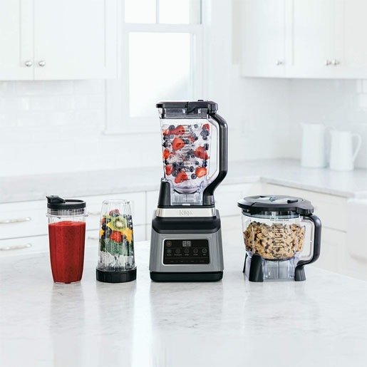 Ninja 3-in-1 Food Processor with Auto-iQ [BN800UK] 1200W, 1.8 L Bowl, 2.1L Jug, 0.7 L Cup, BlackSil