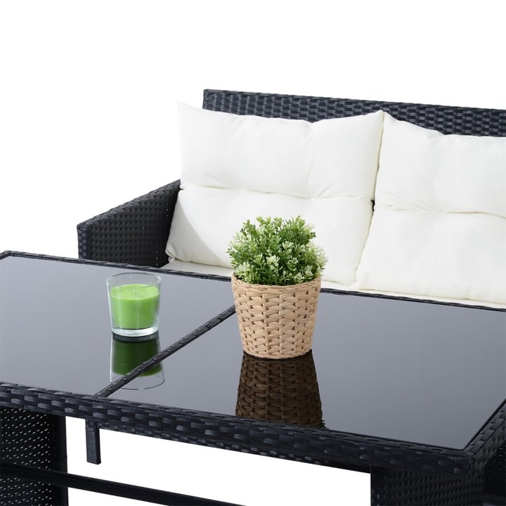 【Furniture】Outsunny 6pcs Garden Rattan Sofa Sets Wicker Furniture Set Outdoor Lounge Dining Table w Cushions